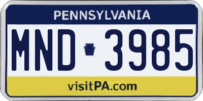 PA license plate MND3985