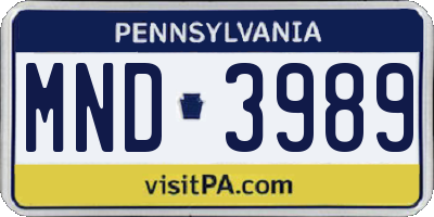 PA license plate MND3989