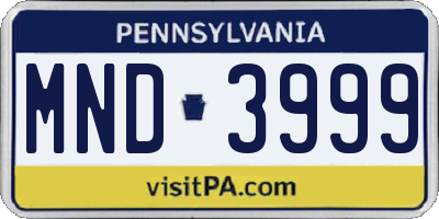 PA license plate MND3999