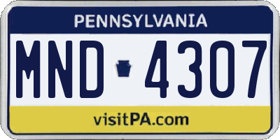 PA license plate MND4307