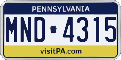 PA license plate MND4315