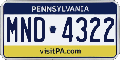 PA license plate MND4322