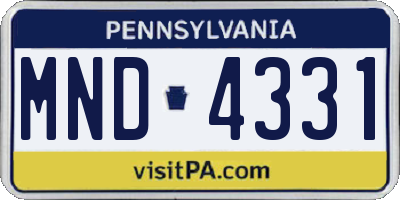 PA license plate MND4331