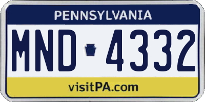 PA license plate MND4332