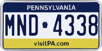 PA license plate MND4338