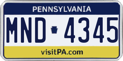 PA license plate MND4345