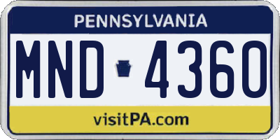 PA license plate MND4360