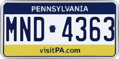 PA license plate MND4363