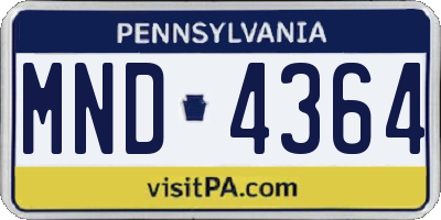 PA license plate MND4364