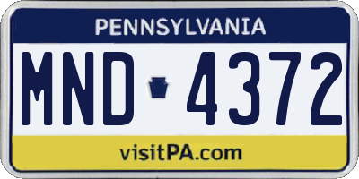 PA license plate MND4372