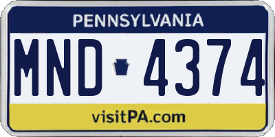 PA license plate MND4374