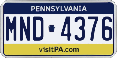 PA license plate MND4376