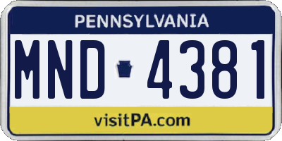 PA license plate MND4381