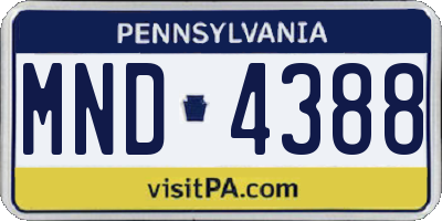 PA license plate MND4388