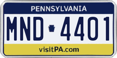 PA license plate MND4401