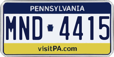 PA license plate MND4415