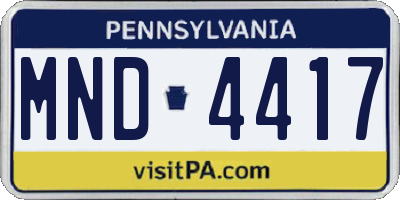 PA license plate MND4417