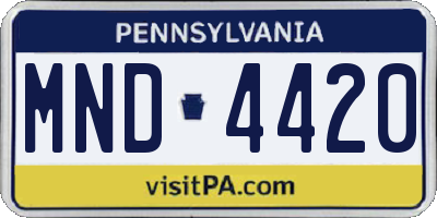 PA license plate MND4420
