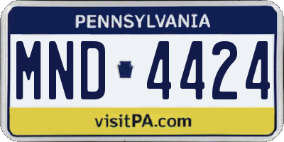 PA license plate MND4424