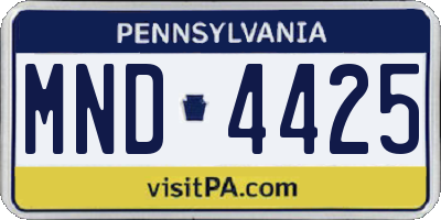 PA license plate MND4425