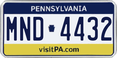 PA license plate MND4432