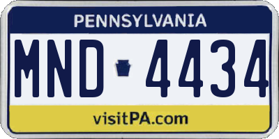 PA license plate MND4434