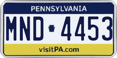 PA license plate MND4453