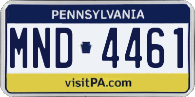 PA license plate MND4461