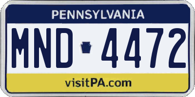 PA license plate MND4472