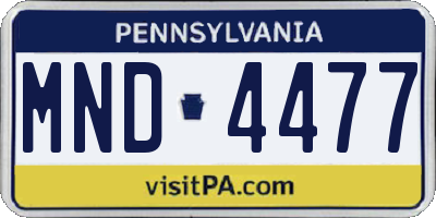 PA license plate MND4477