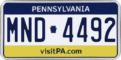 PA license plate MND4492