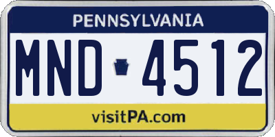 PA license plate MND4512