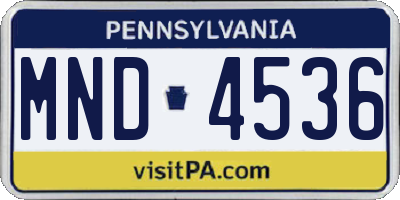PA license plate MND4536