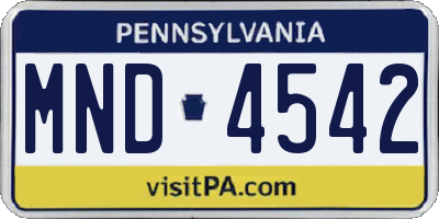 PA license plate MND4542