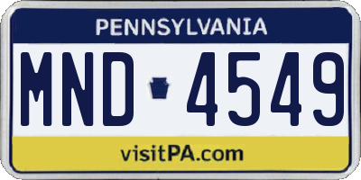 PA license plate MND4549