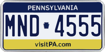PA license plate MND4555