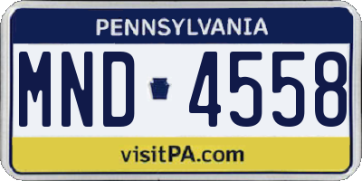 PA license plate MND4558
