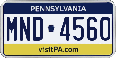 PA license plate MND4560