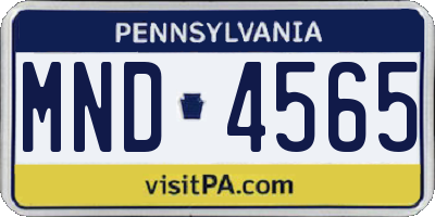 PA license plate MND4565