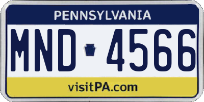 PA license plate MND4566