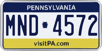 PA license plate MND4572