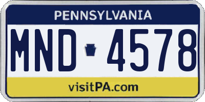 PA license plate MND4578