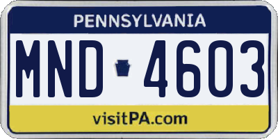 PA license plate MND4603