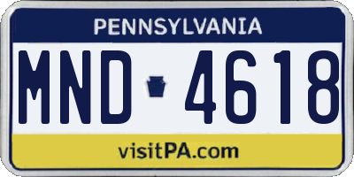 PA license plate MND4618