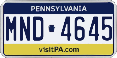 PA license plate MND4645