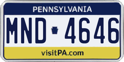 PA license plate MND4646