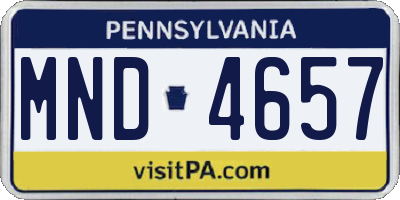 PA license plate MND4657
