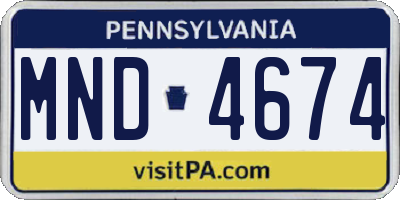 PA license plate MND4674