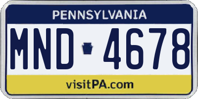 PA license plate MND4678