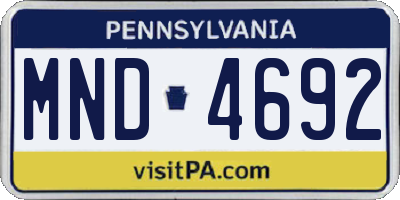 PA license plate MND4692